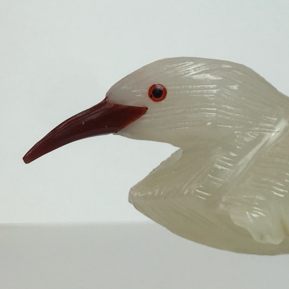 Carved Quartz Bird Egret Herron Structure Figurine on Smoky Quartz? Pedestal - Picture 5 of 12